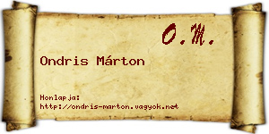 Ondris Márton névjegykártya
